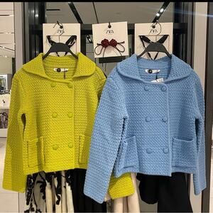 ZARA CHUNKY KNIT PETER PAN COLLAR CARDIGAN